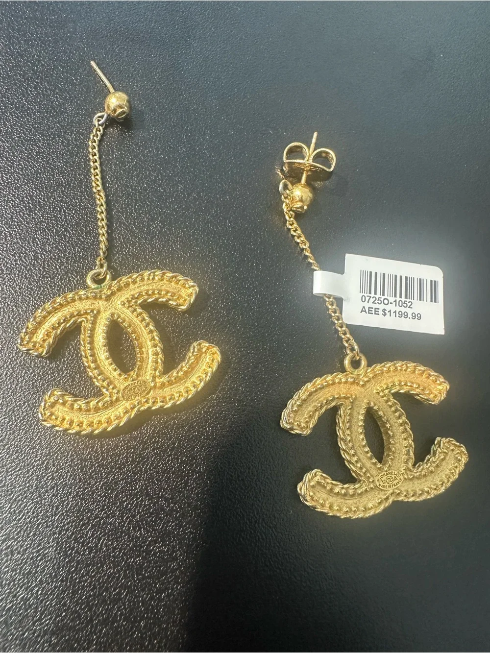 CHANEL Gold Braided CC Drop Earrings